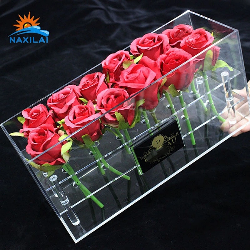 Naxilai 12 Holes Rectangle Acrylic Flower Display Case