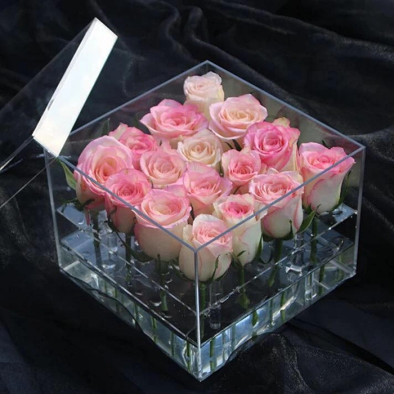 Naxilai 16 Holes Valentines Gift Plastic Rose Display Case