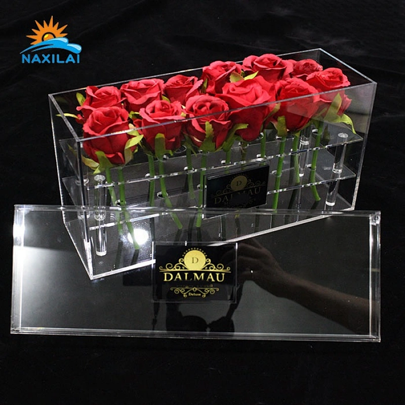 Naxilai 12 Holes Rectangle Acrylic Flower Display Case