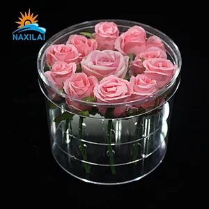 Naxilai 9 holes round clear plexiglass acrylic rose box