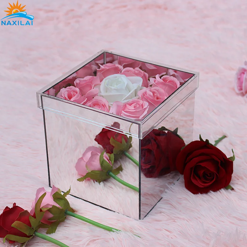 Naxilai 9 Holes  Silver Acrylic Mirror Flower Box