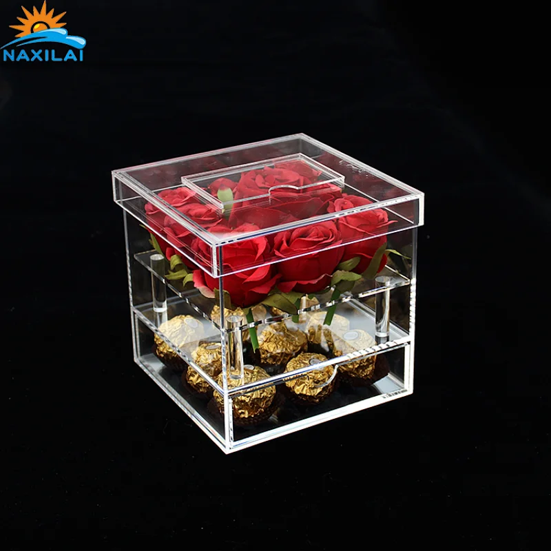 Naxilai 9 Holes With Drawer Transparent Flower Box