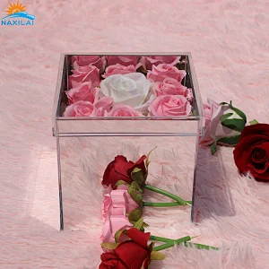 Naxilai 9 Holes  Silver Acrylic Mirror Flower Box