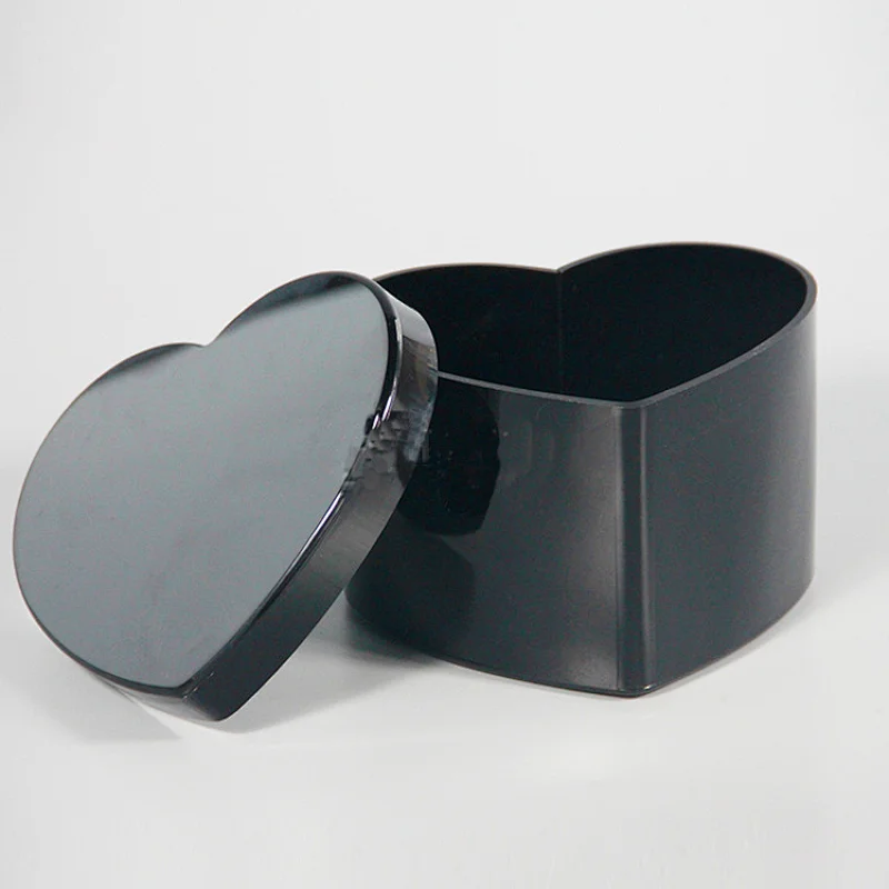 Naxilai 9 Holes Heart-shape Black Acrylic Flower Box With Lid
