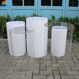 Naxilai White Cylindrical Flower Display Plinths Stand