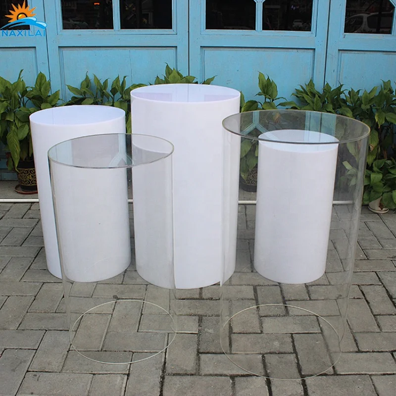 Naxilai White Cylindrical Flower Display Plinths Stand