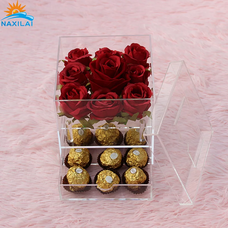Naxilai 9 Holes With Drawer Acrylic Flower Box