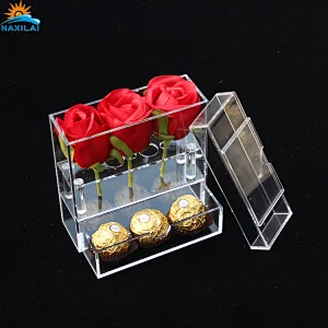 Naxilai 3 Holes With Drawer Rectangle Acrylic Flower Box