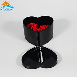 Naxilai 9 Holes Heart-shape Black Acrylic Flower Box With Lid