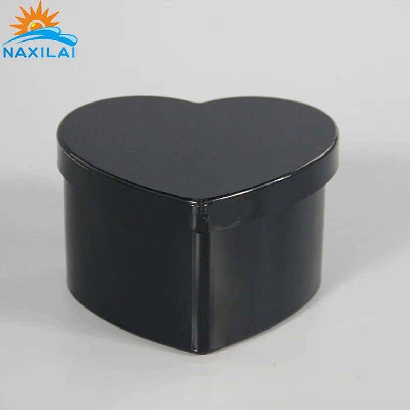 Naxilai 9 Holes Heart-shape Black Acrylic Flower Box With Lid
