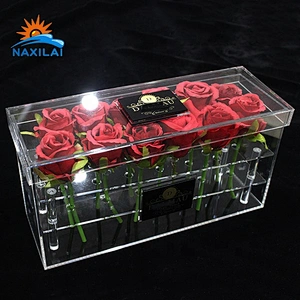 Naxilai 12 Holes Rectangle Acrylic Flower Display Case