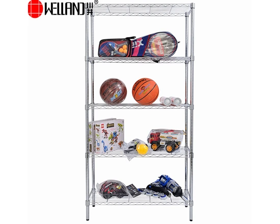 5 tiers chrome metal wire shelving