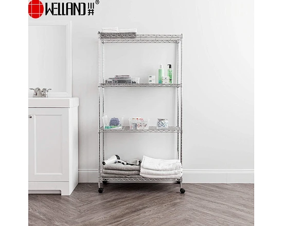 Movable 4 Tiers Home Goods Storage Wire Shelving