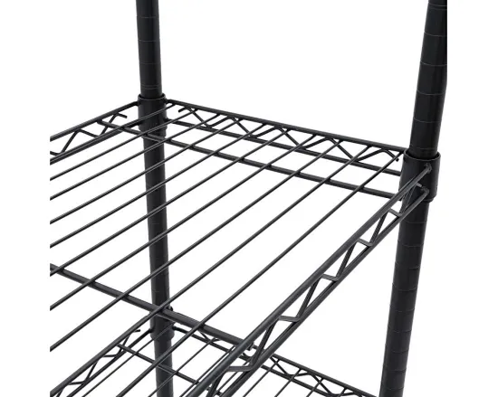 black wire storage shelves