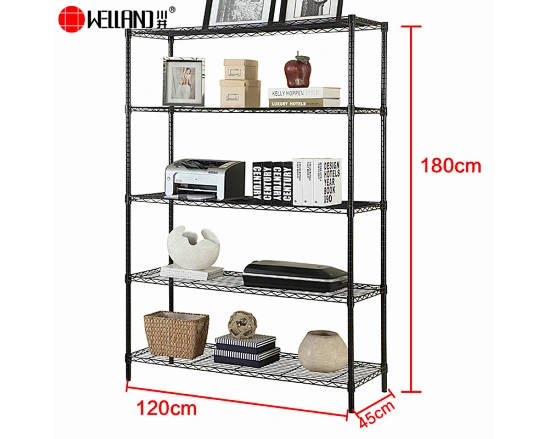 5 tiers black wire shelving