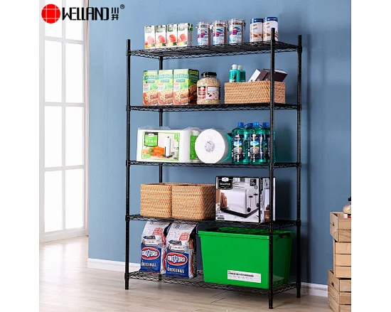5 tiers black wire storage shelves