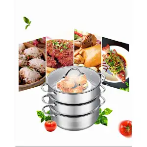 28 cm stainless steel 3-tier steamer