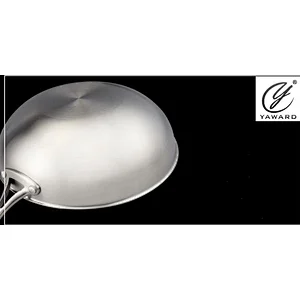 32 cm stainless steel 3-ply wok with non-stick coating