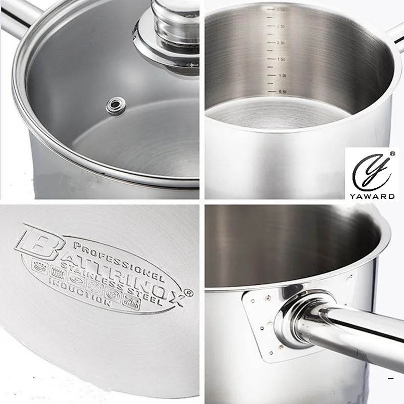 Stainless Steel Saucepan in 16cm with Glass Cover