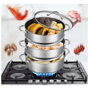 28 cm stainless steel 3-tier steamer