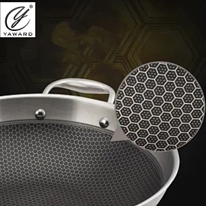 32 cm stainless steel 3-ply wok with non-stick coating