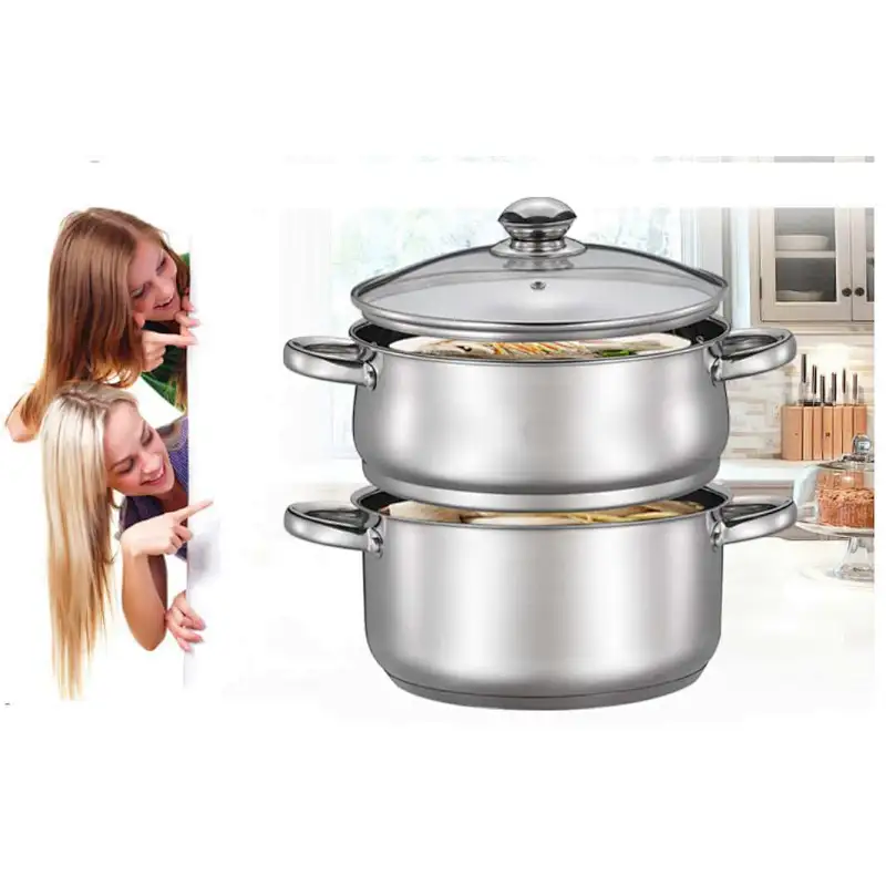 24 cm 2 Tier Stainless Steel Food Steamer