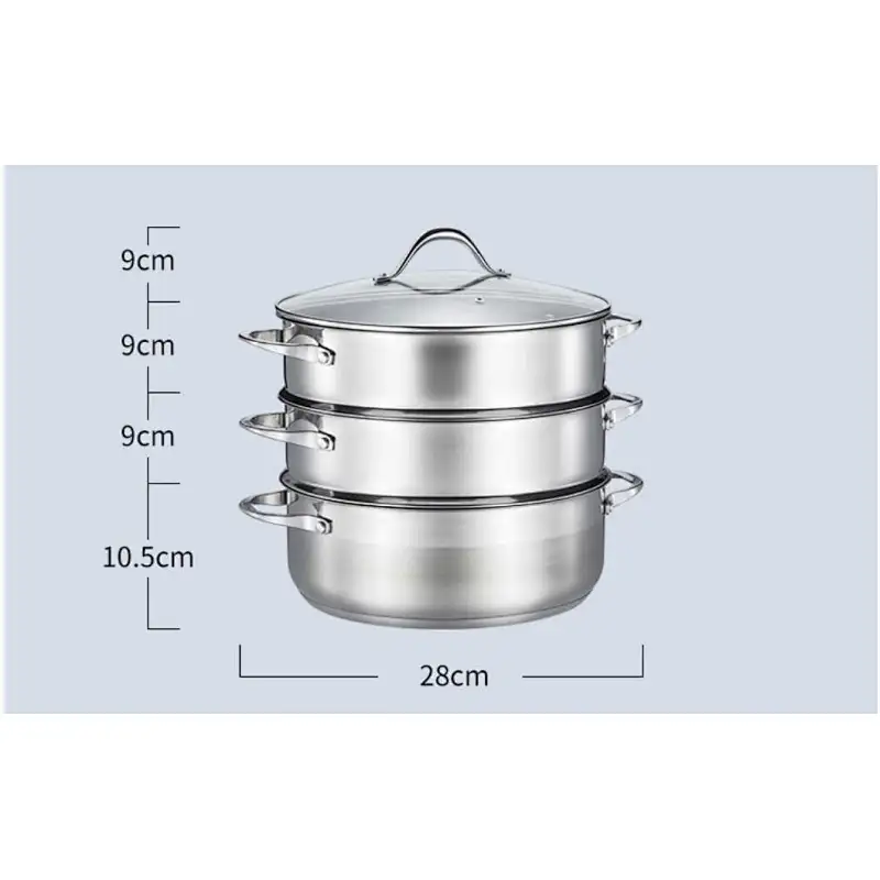 28 cm stainless steel 3-tier steamer