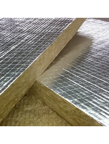 Rock mineral wool board with foil facing