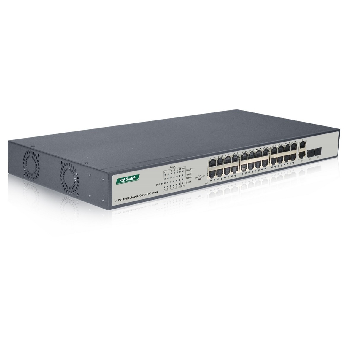 24-Port 10/100Mbps+2G Combo PoE Switch