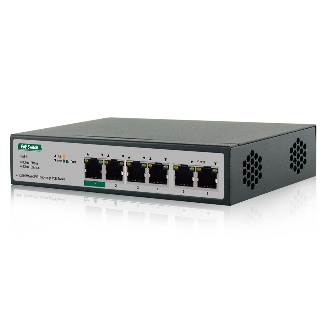 4*10/100Mbps+2FE Long-Range PoE Switch