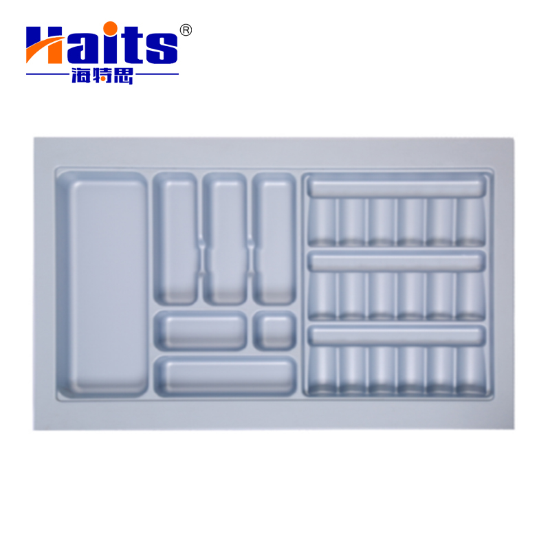 HT-19.E003 Grey color plastic spice storage kitchen drawer cutlery tray