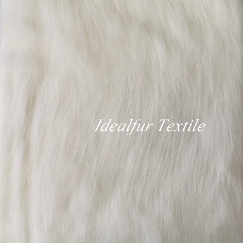 White Long Pile Faux Fur Fabric for Rugs for Carpet
