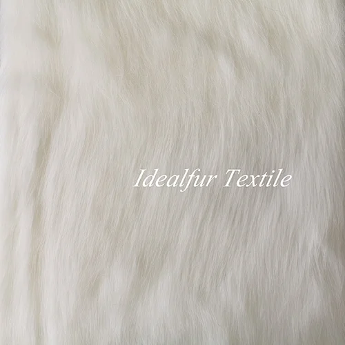 White Long Pile Faux Fur Fabric for Rugs for Carpet