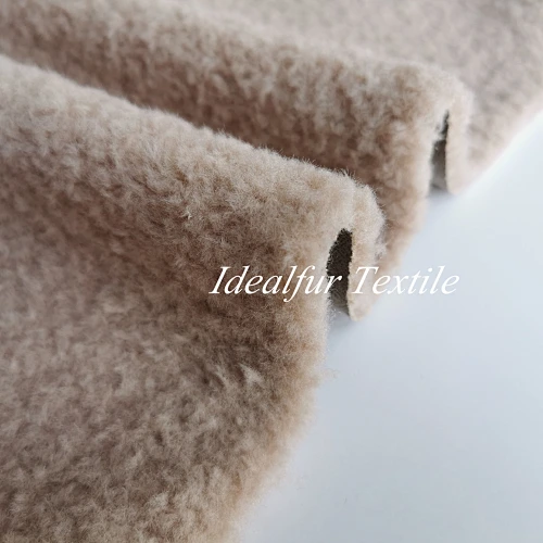 100% Polyester Camel Hair Sherpa Faux Fur with Bonding for Jacket