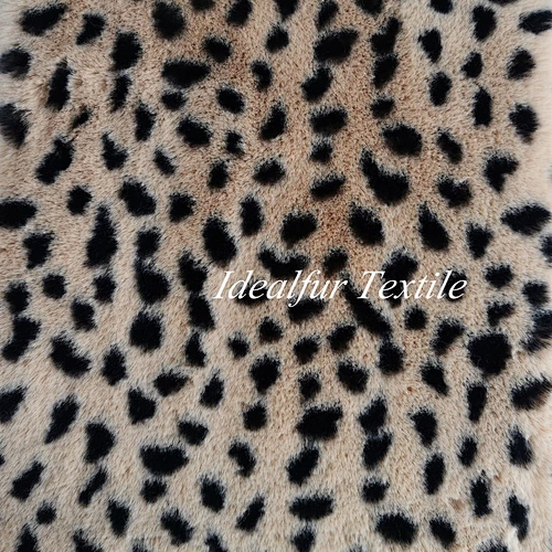 Leopard Print Faux Fur Thicken  Rabbit Fur Fabric for Women Coat