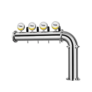 TALOS L Tower Stainless Steel 4 Tap Tower 102mm Beer Dispensing Equipment Draft Beer Tower (LED,Polished)