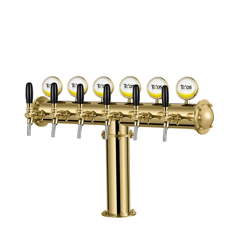 TALOS T Tower Stainless Steel 6 Tap Tower 102mm Beer Dispensing Equipment Draft Beer Tower (PVD, LED)
