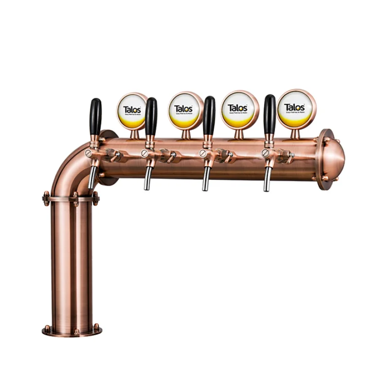 TALOS L Tower Stainless Steel 4 Tap Tower 102mm Beer Dispensing Equipment Draft Beer Tower (LED,Red Bronze)