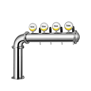 TALOS L Tower Stainless Steel 4 Tap Tower 102mm Beer Dispensing Equipment Draft Beer Tower (LED,Polished)