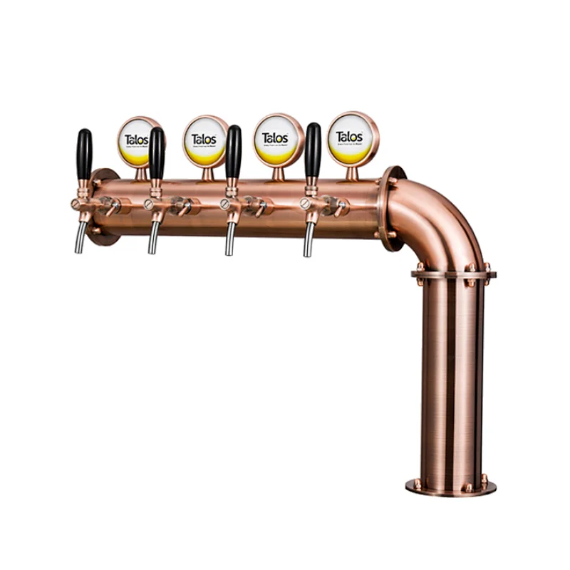 TALOS L Tower Stainless Steel 4 Tap Tower 102mm Beer Dispensing Equipment Draft Beer Tower (LED,Red Bronze)