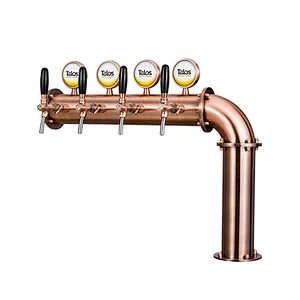 TALOS L Tower Stainless Steel 4 Tap Tower 102mm Beer Dispensing Equipment Draft Beer Tower (LED,Red Bronze)