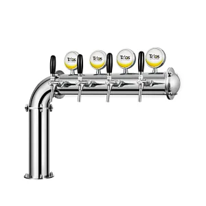 TALOS L Tower Stainless Steel 4 Tap Tower 102mm Beer Dispensing Equipment Draft Beer Tower (LED,Polished)