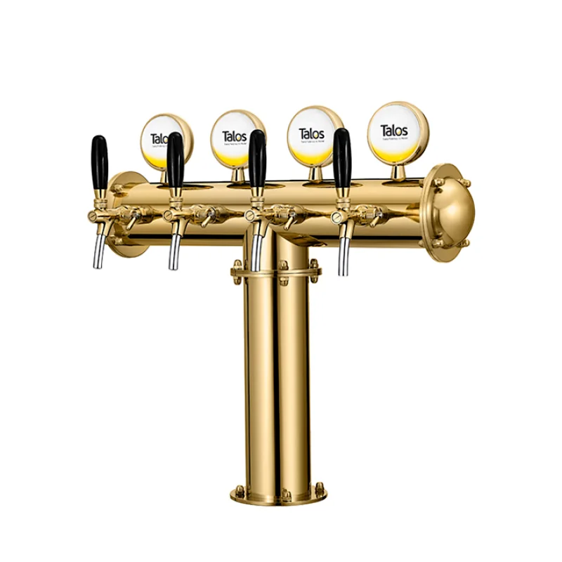 TALOS T Tower Stainless Steel 4 Tap Tower 102mm Beer Dispensing Equipment Draft Beer Tower (PVD, LED)
