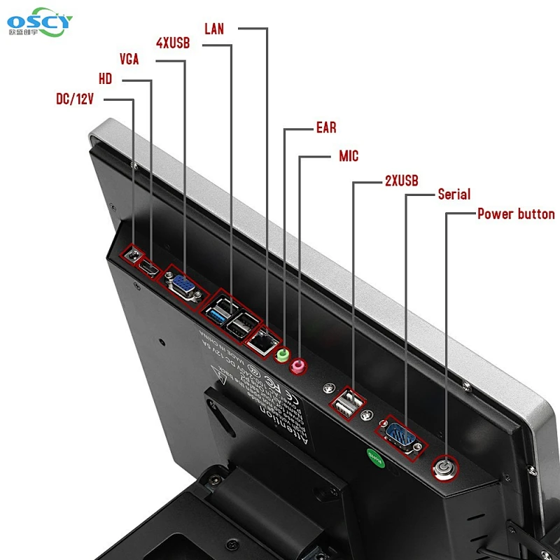 17 inch customer display/all in one pos system hot sale windows pos cash register with 80mm printer