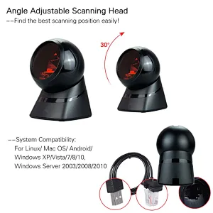 1D Handheld wired laser Barcode Scanner with USB/COM