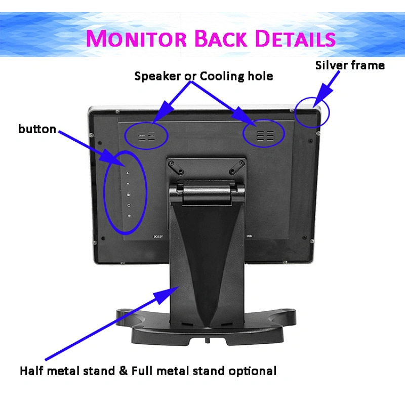 New Product Ture Flat 15 Inch  Touch Screen Monitor With Metal Stand