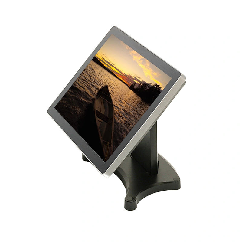 Fashion 15 inch PCAP touch screen monitor true flat surface with metal stand