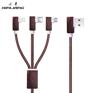 woodcableⅠ Cable de carga USB 3 en 1