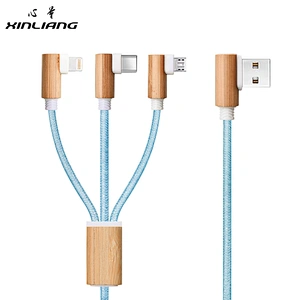 woodcableⅠ Cable de carga USB 3 en 1