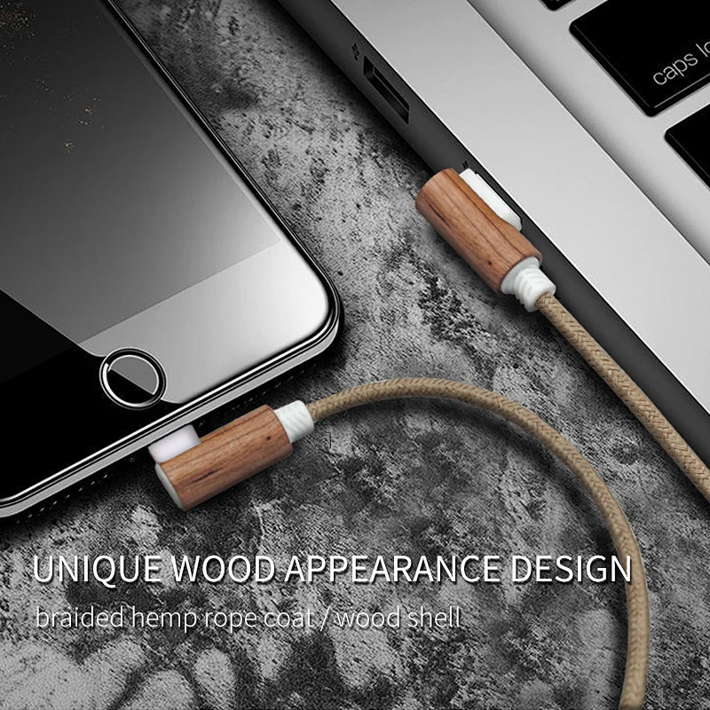 woodcableⅠ 3 em 1 cabo de carregamento USB